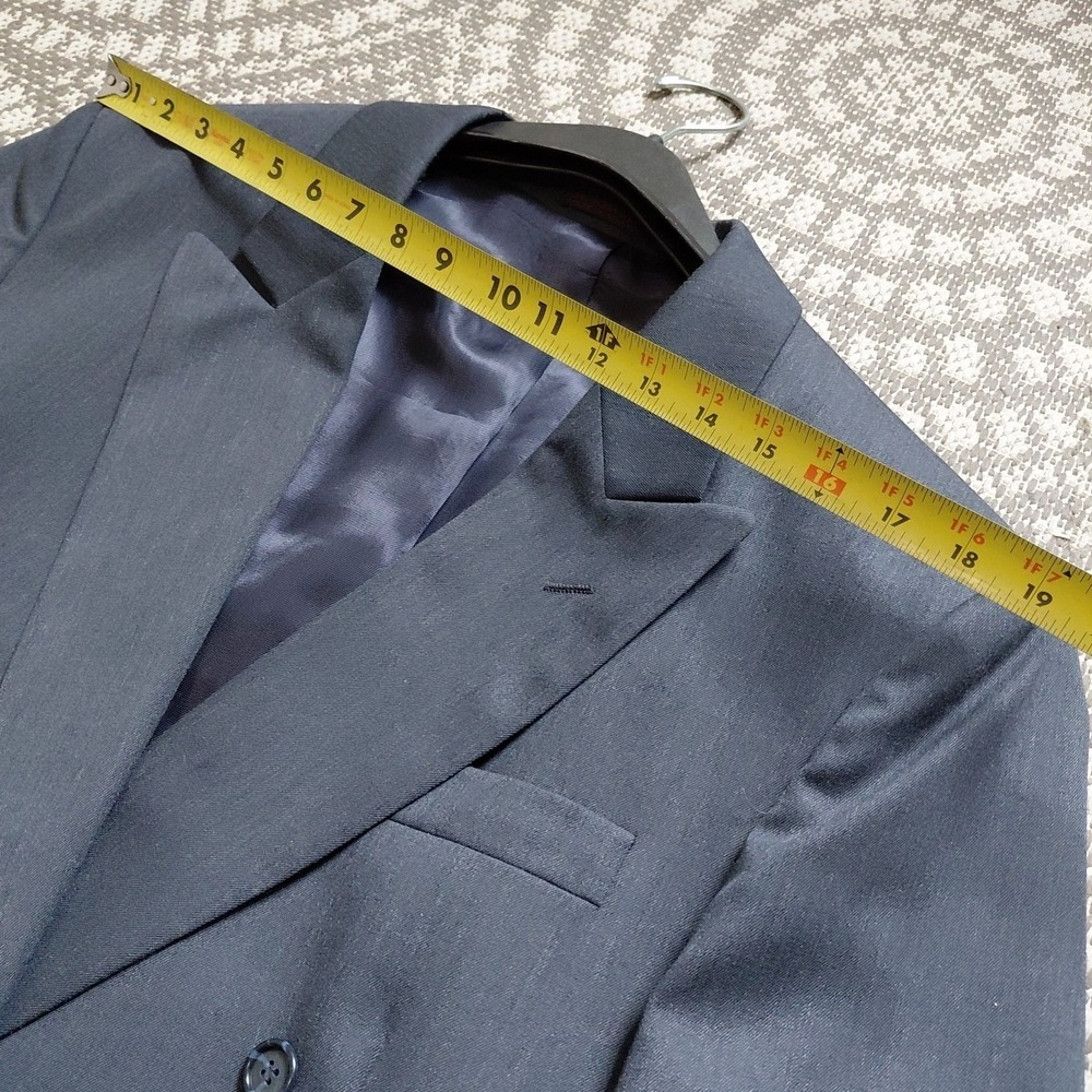 A. Sheilds Blazer Jacket Mens 44L Blue Wool Double Breasted Peak Lapel Classic - Picture 5 of 12